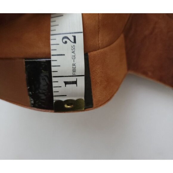 L.A.M.B. Womens Tan Suede Slingback Peep Toe Platform Wedge Heels Size 6.5M - Picture 13 of 13